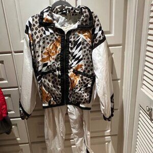 WARMUP SUIT. WOMEN'S SMALL BLACK, WHITE , WHITE SLACKS EAST WEST